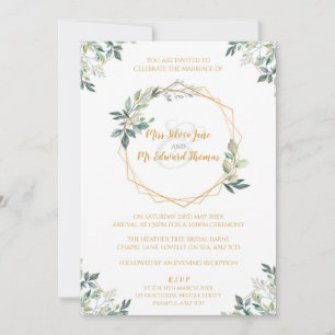 Geometrisches Gold Leaf Hochzeitseinladung Einladung
