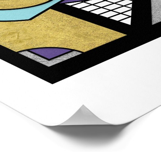 Geometrisches Gold Lila Art Deco Abstraktes Design Poster (Ecke)