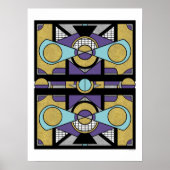 Geometrisches Gold Lila Art Deco Abstraktes Design Poster (Vorne)