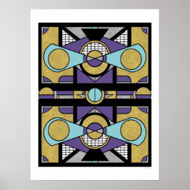 Geometrisches Gold Lila Art Deco Abstraktes Design Poster