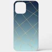 Geometrisches Gold Lines Blue Gradient Design Case-Mate iPhone Hülle (Rückseite)