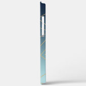 Geometrisches Gold Lines Blue Gradient Design Case-Mate iPhone Hülle (Rückseite / Links)