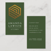 Geometrisches Gold-Logo | Green Visitenkarte (Vorne/Hinten)