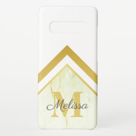 Geometrisches Gold Monogramm-Marmor iPhone 16 Hülle