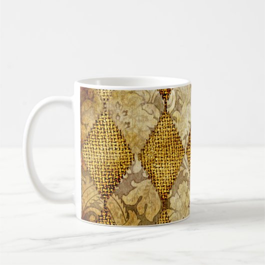 Geometrisches Gold: Retro-Muster-Eleganz. Kaffeetasse (Links)