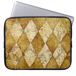 Geometrisches Gold: Retro-Muster-Eleganz. Laptopschutzhülle