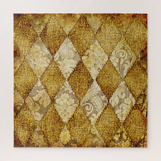 Geometrisches Gold: Retro-Muster-Eleganz. Puzzle (Vertikal)