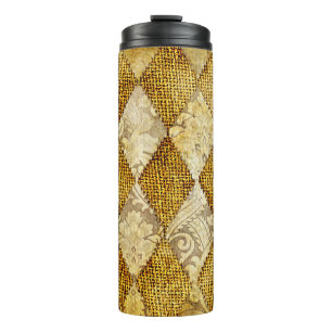 Geometrisches Gold: Retro-Muster-Eleganz. Thermosbecher