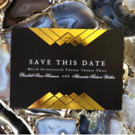 Geometrisches Gold Save the Date Folieneinladung