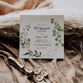 Geometrisches Gold Tropical Green Retirement Party Einladung