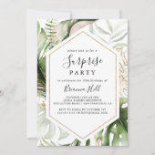 Geometrisches Gold tropische Vegetation Party Einladung (Vorderseite)