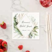 Geometrisches Gold tropischer Vegetation Brautpart Serviette (Beispiel)