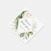 Geometrisches Gold tropischer Vegetation Brautpart Serviette (Ecke)