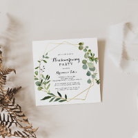 Geometrisches Gold tropisches grünes Party