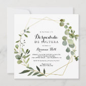 Geometrisches Gold tropisches Spanisches Brautpart Einladung (Vorderseite)