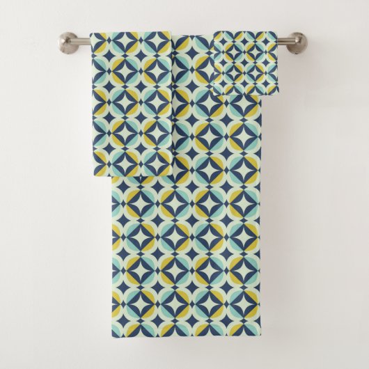 Geometrisches Gold u. blaues Muster Badhandtuch Set (Insitu)