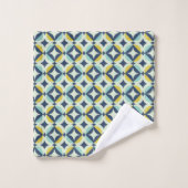 Geometrisches Gold u. blaues Muster Badhandtuch Set (Waschlappen)