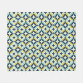 Geometrisches Gold u. blaues Muster Fleecedecke (Vorderseite (Horizontal))