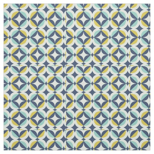 Geometrisches Gold u. blaues Muster Stoff (Muster)