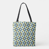 Geometrisches Gold u. blaues Muster Tasche (Rückseite)