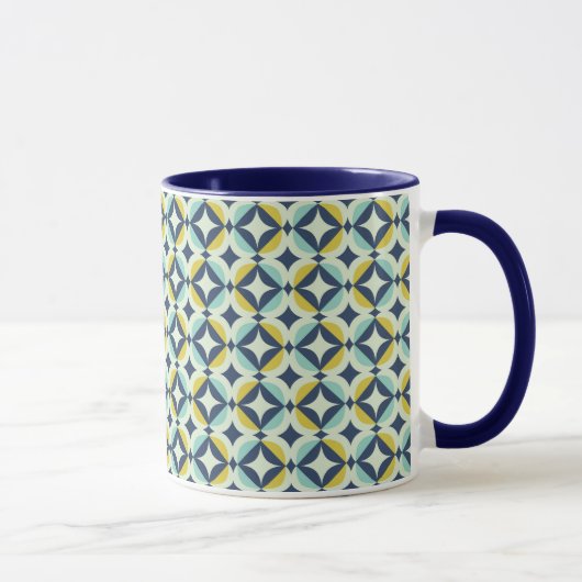 Geometrisches Gold u. blaues Muster Tasse (Rechts)