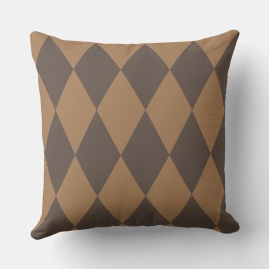 Geometrisches Gold und Beige Diamond Harlequin Mod Kissen (Rückseite)