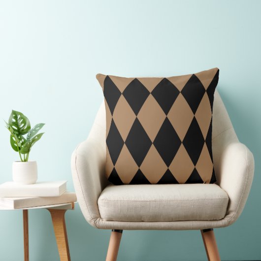 Geometrisches Gold und Black Diamond Harlequin Mod Kissen (Stuhl )