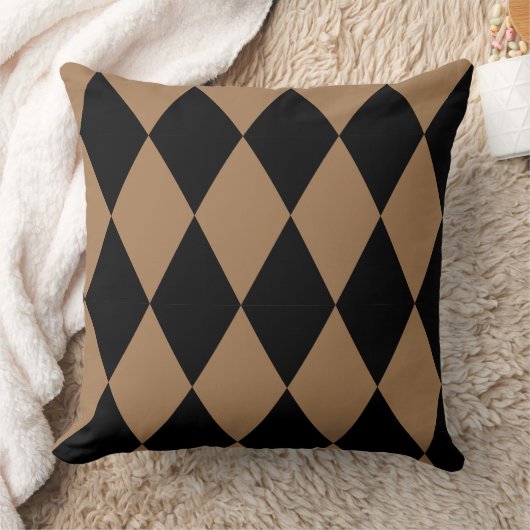Geometrisches Gold und Black Diamond Harlequin Mod Kissen (Decke)