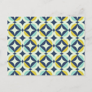 Geometrisches Gold- und Blau-Muster Feiertagspostkarte