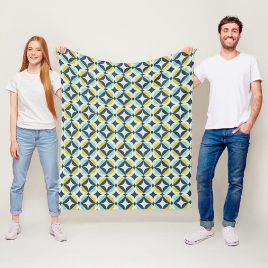 Geometrisches Gold- und Blau-Muster Fleecedecke (Beispiel)