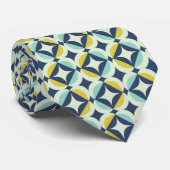 Geometrisches Gold- und Blau-Muster Krawatte (Gerollt)