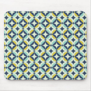 Geometrisches Gold- und Blau-Muster Mousepad