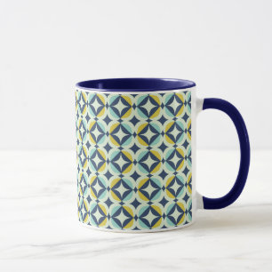 Geometrisches Gold- und Blau-Muster Tasse