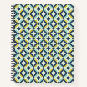 Geometrisches Gold- und Blaumuster Notizblock