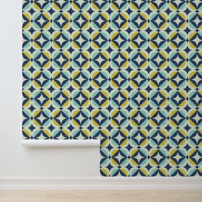 Geometrisches Gold- und Blaumuster Tapete (Anwendung)