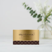 Geometrisches Gold- und Braundesign Visitenkarte (Stehend Vorderseite)