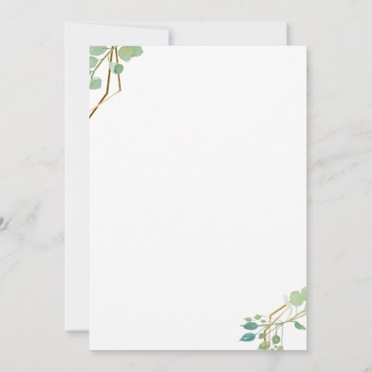 Geometrisches Gold und Eukalyptus-Grenze Einladung (Rückseite)