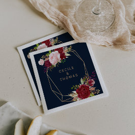 Geometrisches Gold und Red Tropical Wedding Napkin Serviette