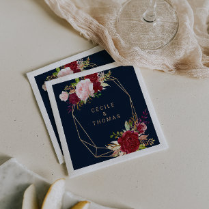 Geometrisches Gold und Red Tropical Wedding Napkin Serviette