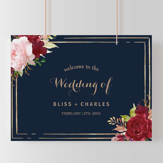 Geometrisches Gold und Red Tropical Welcome Weddin Poster