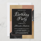 Geometrisches Gold und Rose Gold Marmor Geburtstag Einladung (Vorderseite)
