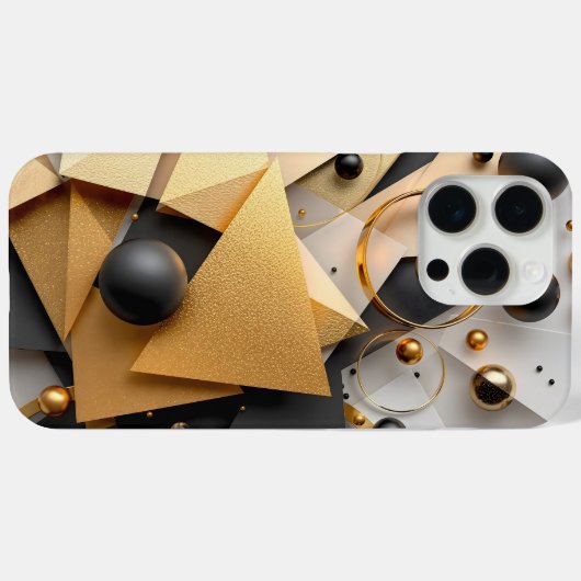 Geometrisches Gold und Schwarz Case-Mate iPhone Hülle (Rückseite (Horizontal))