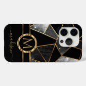 Geometrisches Gold und Schwarz Case-Mate iPhone Hülle (Rückseite (Horizontal))