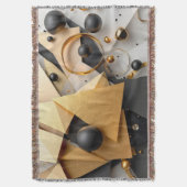 Geometrisches Gold und Schwarz Decke (Vorderseite Vertikal)