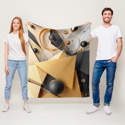 Geometrisches Gold und Schwarz Fleecedecke (Beispiel)
