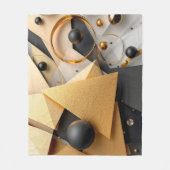 Geometrisches Gold und Schwarz Fleecedecke (Vorderseite)