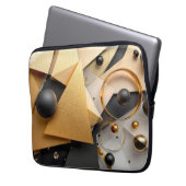 Geometrisches Gold und Schwarz Laptopschutzhülle (Vorderseite Links)
