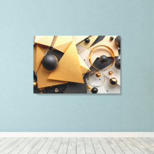 Geometrisches Gold und Schwarz Leinwanddruck