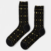Geometrisches Gold- und Schwarz-Muster Socken (Linkes Detail)
