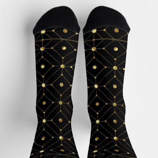 Geometrisches Gold- und Schwarz-Muster Socken (Oben)